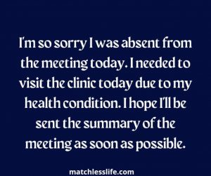 Excuse Letter For Being Absent From Work Due To Sickness/Illness